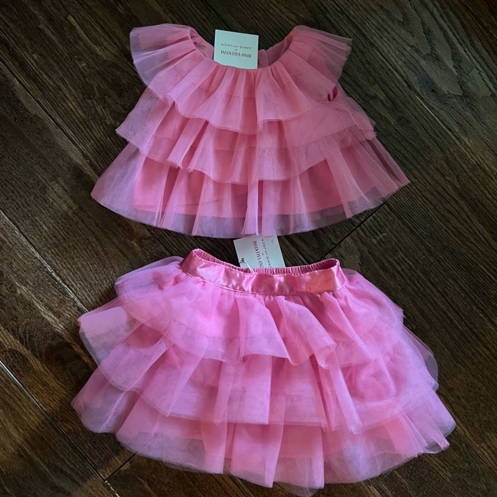 NWT Janie and Jack x Juno Valentine strawberry pink outfit